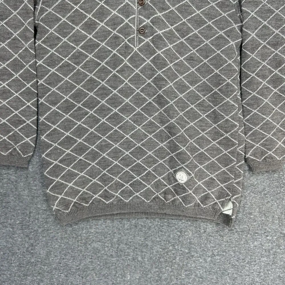 Blue Willi's Sweater Pullover Knit Mens S Gray Wool Cotton Grandpa henley‎